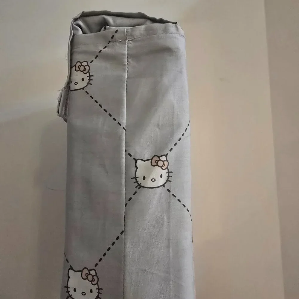 Hello Kitty Queen Sheet Set Sanrio 4PC Bedding Set Pink Gray 100% Cotton New